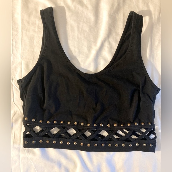 2B Bebe Tops - 2B Black Studded Women's Crop Top size M